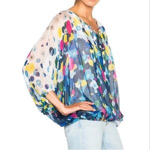 Diane von Furstenberg DVF Emelia Floral Print Silk Blouse